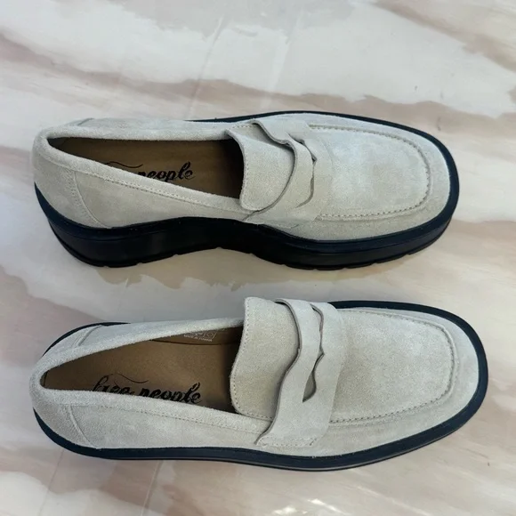 Like New Free People Nico Sand Suede Platform Loafers Sz 38 - Picture 4 of 13